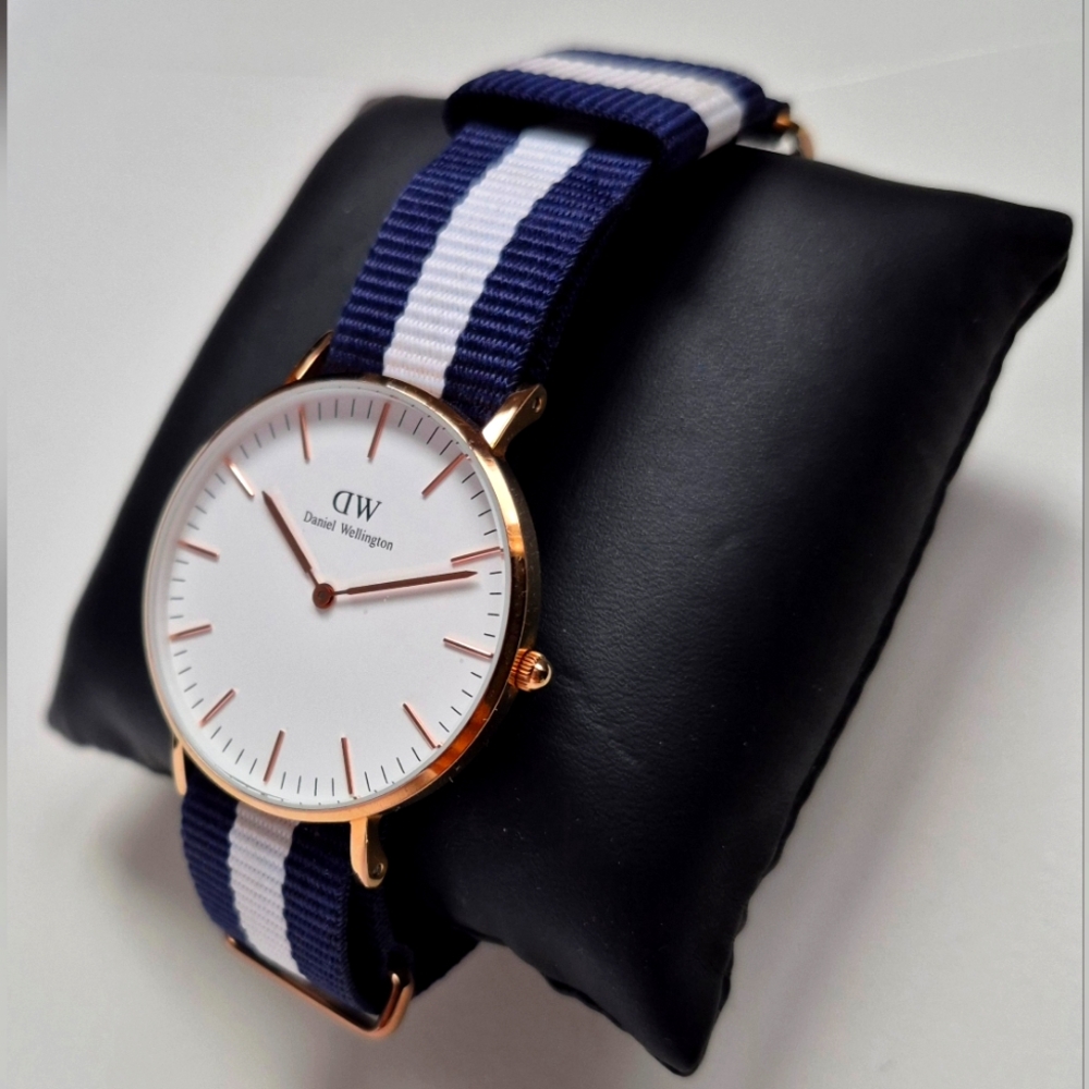 Daniel Wellington Classic Glasgow Navy & White Rose Gold Watch 36mm